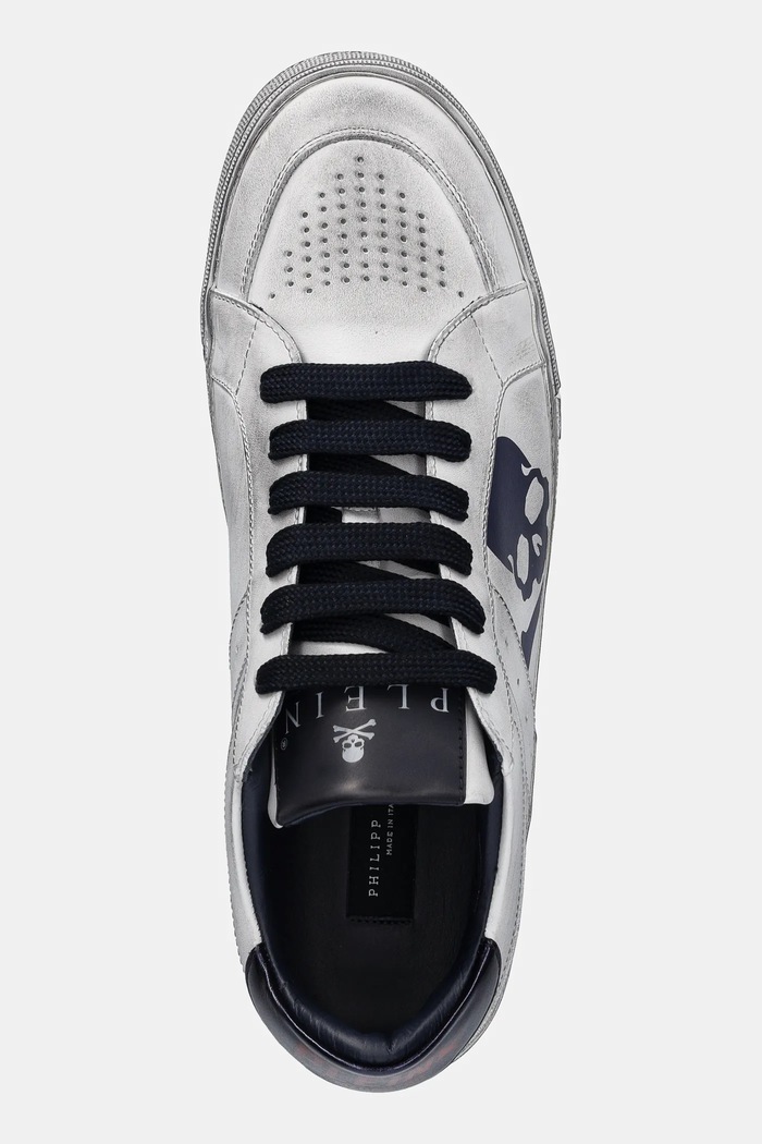 Philipp Plein sneakers din piele Lo-Top Retrokickz TM alb USC0634.PLE005N.0114