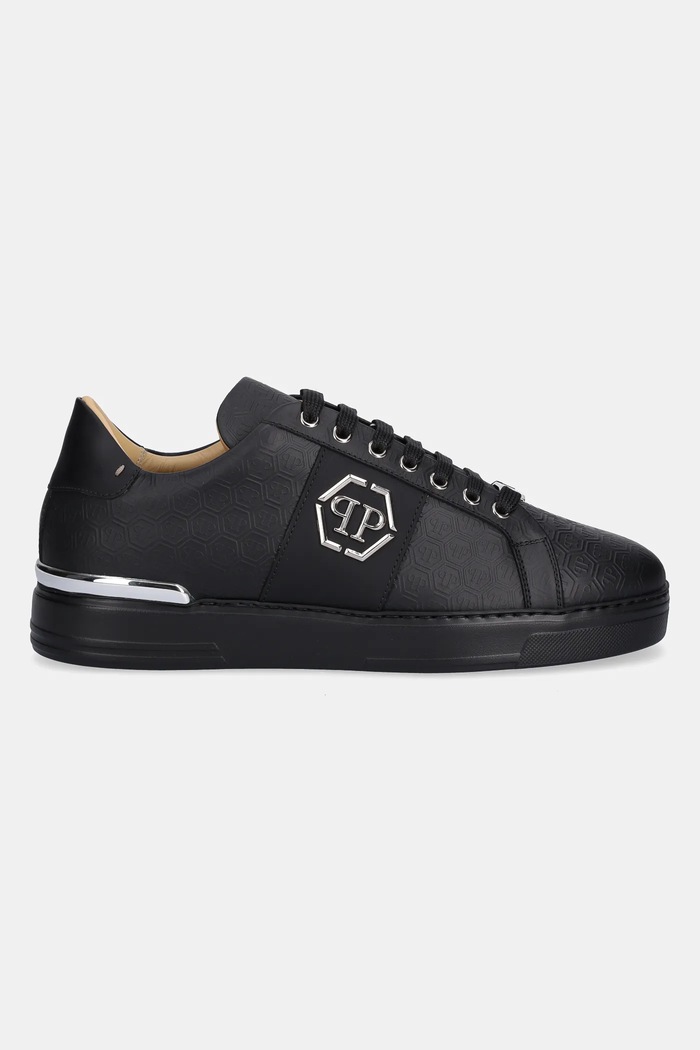 Kožené tenisky Philipp Plein Lo-Top Monogram USC0768.PLE005N.0202 čierna SS25