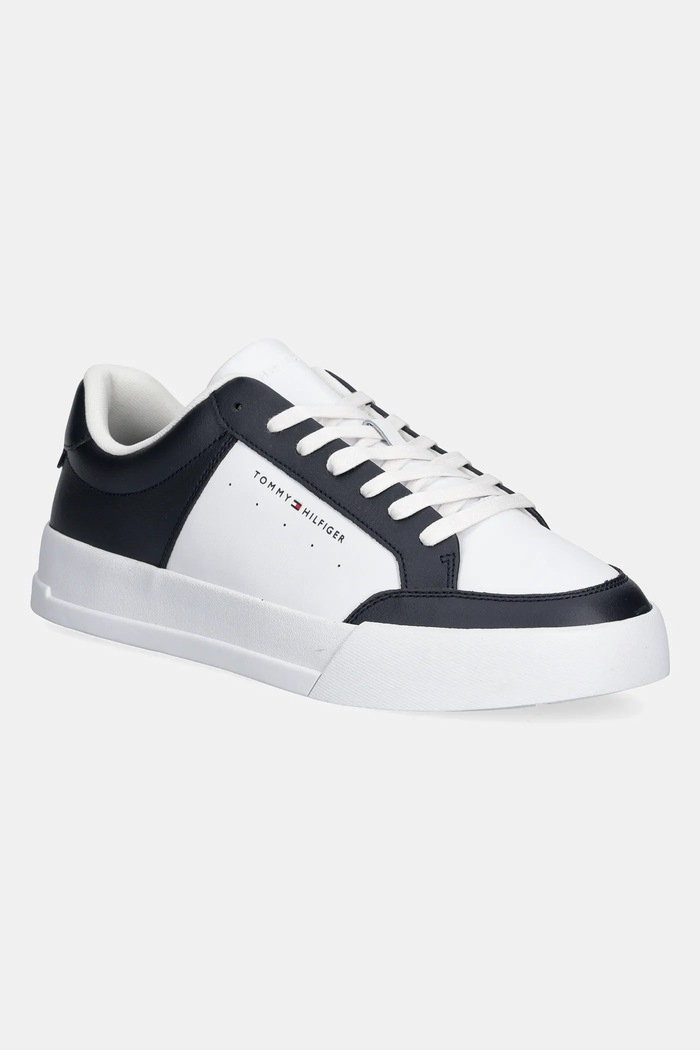 Tommy Hilfiger sneakers TH COURT MIX LTH mic de statură bleumarin FM0FM05489