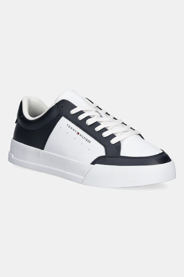 Tommy Hilfiger sneakers TH COURT MIX LTH mic de statură bleumarin FM0FM05489