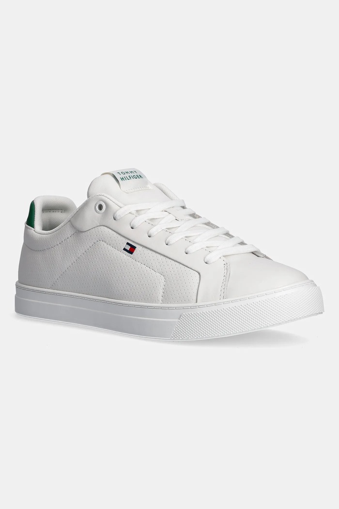 Tommy Hilfiger sneakersy skórzane ICON COURT PINPERF LTH niska biały FM0FM05483