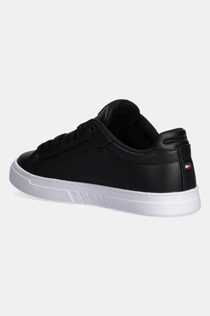 Obuwie Tommy Hilfiger sneakersy skórzane ICON COURT PINPERF LTH FM0FM05483 czarny