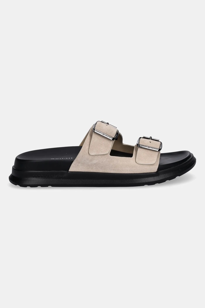 Tommy Hilfiger klapki zamszowe D DENSITY HILFIGER SDE SAND FM0FM05413 beżowy SS25