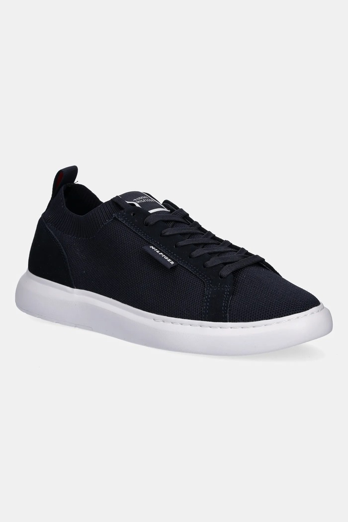 Tenisice Tommy Hilfiger LIGHT CUPSOLE KNIT SEASONAL brušena koža mornarsko plava FM0FM05403