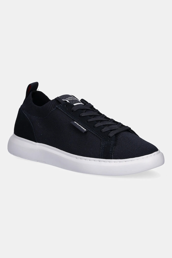 Tenisice Tommy Hilfiger LIGHT CUPSOLE KNIT SEASONAL brušena koža mornarsko plava FM0FM05403