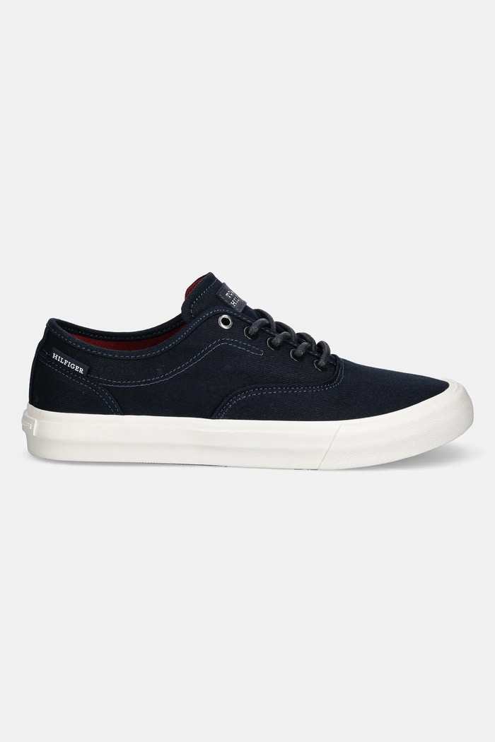 Tenisky Tommy Hilfiger TH HI VULC LOW OXFORD TWILL FM0FM05400 námořnická modř SS25