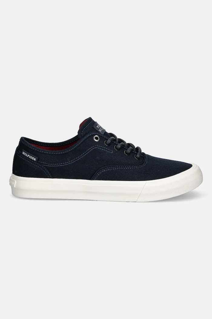 Tenisky Tommy Hilfiger TH HI VULC LOW OXFORD TWILL FM0FM05400 námořnická modř SS25