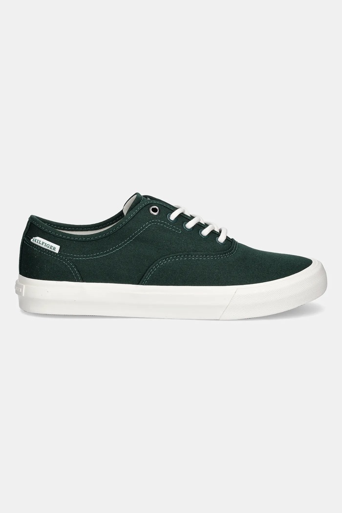 Tenisky Tommy Hilfiger TH HI VULC LOW OXFORD TWILL FM0FM05400 zelená SS25