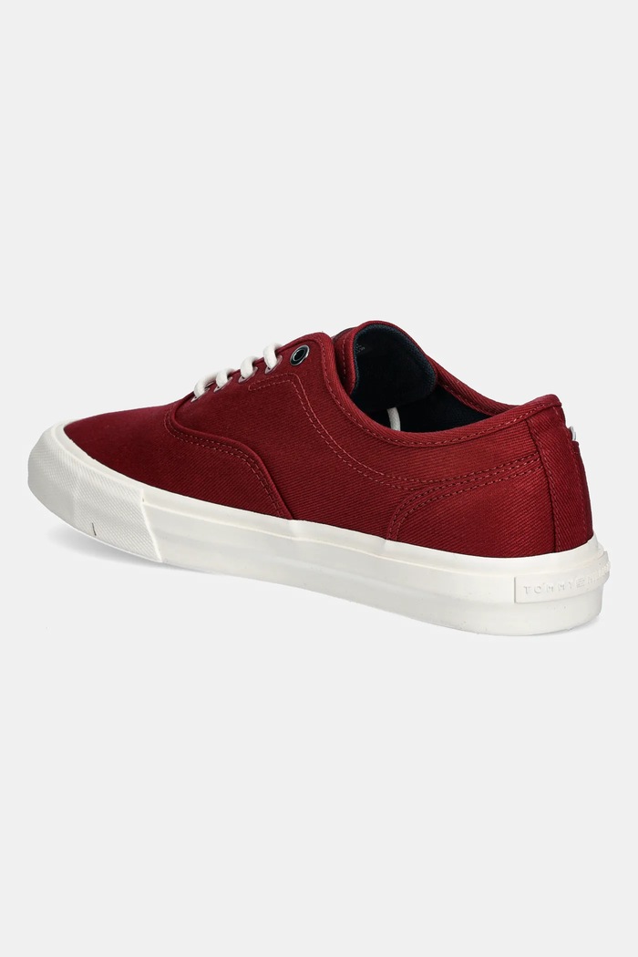 Obutev Teniske Tommy Hilfiger TH HI VULC LOW OXFORD TWILL FM0FM05400 bordo