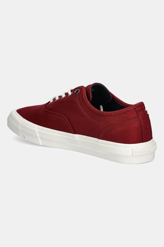 Obutev Teniske Tommy Hilfiger TH HI VULC LOW OXFORD TWILL FM0FM05400 bordo