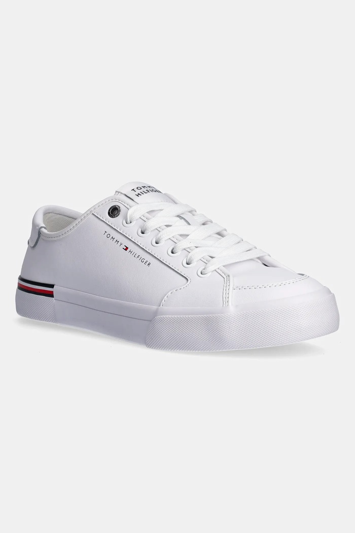 Kožené sneakers boty Tommy Hilfiger CORE CORPORATE VULC LEATHER nízký bílá FM0FM05399