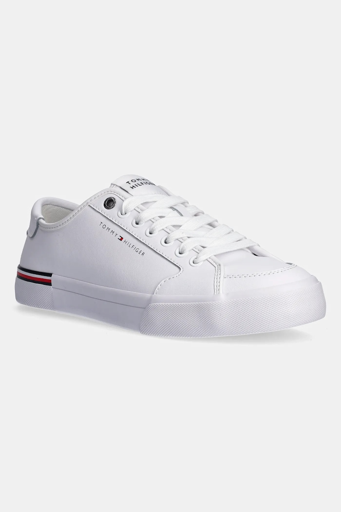 Kožené sneakers boty Tommy Hilfiger CORE CORPORATE VULC LEATHER nízký bílá FM0FM05399