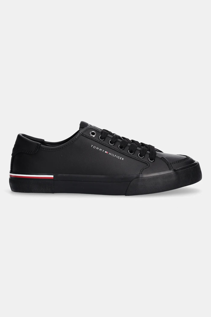 Kožené sneakers boty Tommy Hilfiger CORE CORPORATE VULC LEATHER FM0FM05399 černá SS25