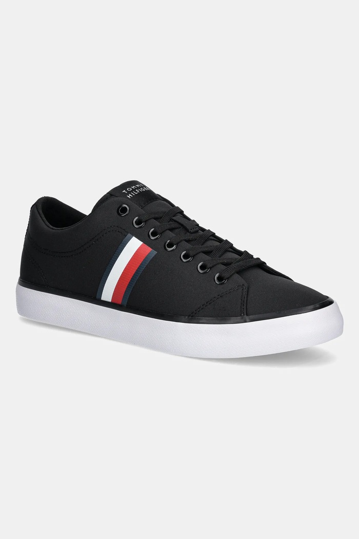 Πάνινα παπούτσια Tommy Hilfiger TH HI VULC LOW CORE STRIPES MESH μικρό μαύρο FM0FM05393