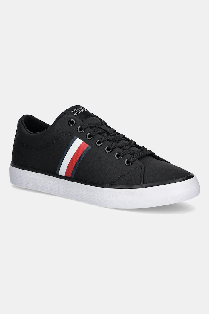Πάνινα παπούτσια Tommy Hilfiger TH HI VULC LOW CORE STRIPES MESH μικρό μαύρο FM0FM05393