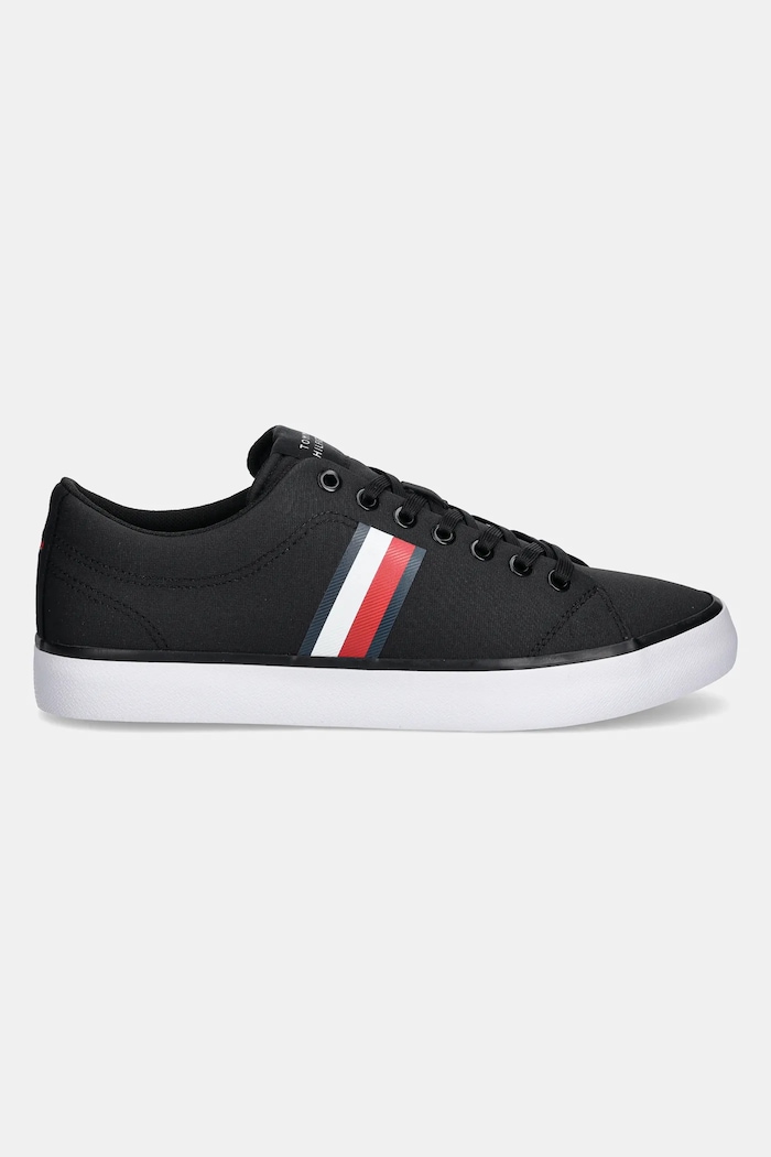 Πάνινα παπούτσια Tommy Hilfiger TH HI VULC LOW CORE STRIPES MESH FM0FM05393 μαύρο SS25