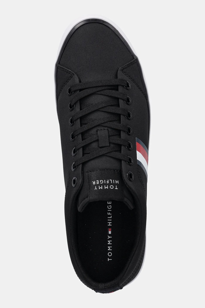 Πάνινα παπούτσια Tommy Hilfiger TH HI VULC LOW CORE STRIPES MESH μαύρο FM0FM05393