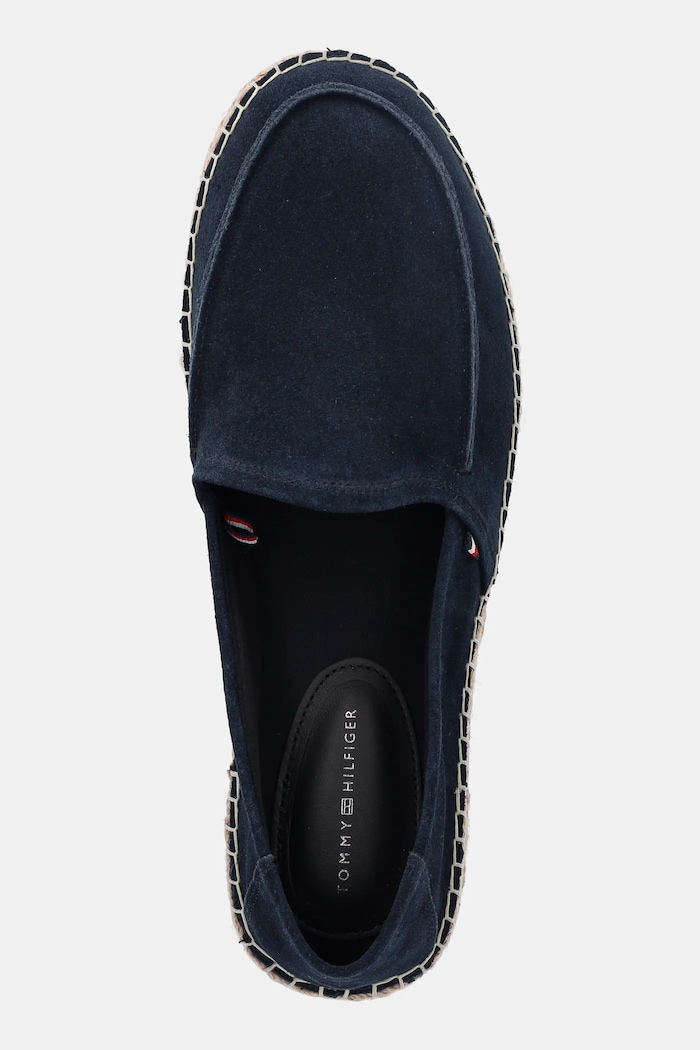 Tommy Hilfiger espadryle zamszowe HILFIGER FLEX ESPA SUEDE LOAFER granatowy FM0FM05392