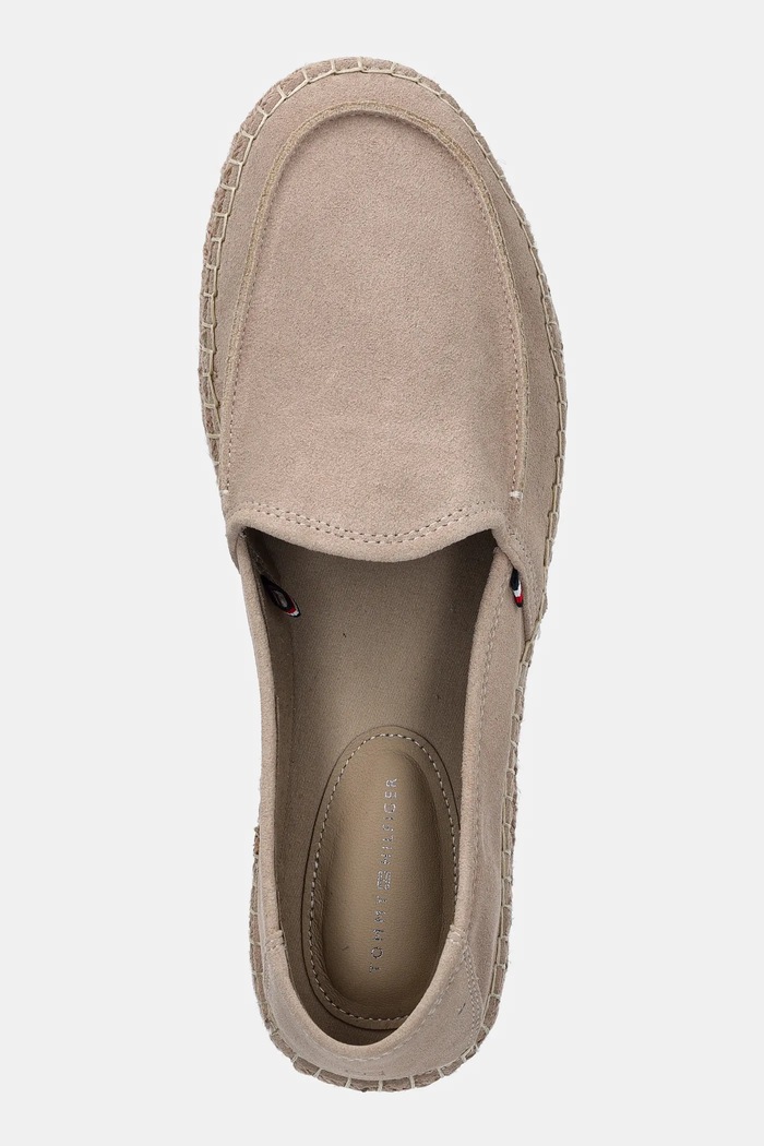 Tommy Hilfiger espadryle zamszowe HILFIGER FLEX ESPA SUEDE LOAFER beżowy FM0FM05392