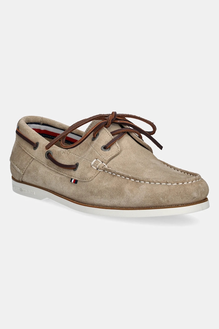 Tommy Hilfiger mokasíny pánské semišové TH BOAT SHOE CORE SUEDE casual béžová FM0FM05387
