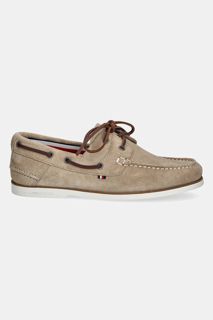 Tommy Hilfiger mokasíny pánské semišové TH BOAT SHOE CORE SUEDE FM0FM05387 béžová SS26