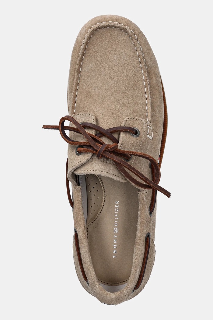 Tommy Hilfiger mokasíny pánské semišové TH BOAT SHOE CORE SUEDE béžová FM0FM05387