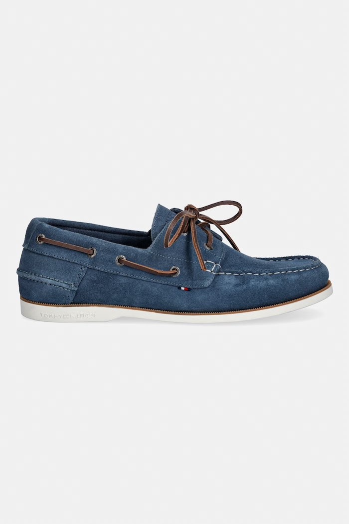 Tommy Hilfiger mocasini bărbați din piele întoarsă TH BOAT SHOE CORE SUEDE FM0FM05387 albastru SS26