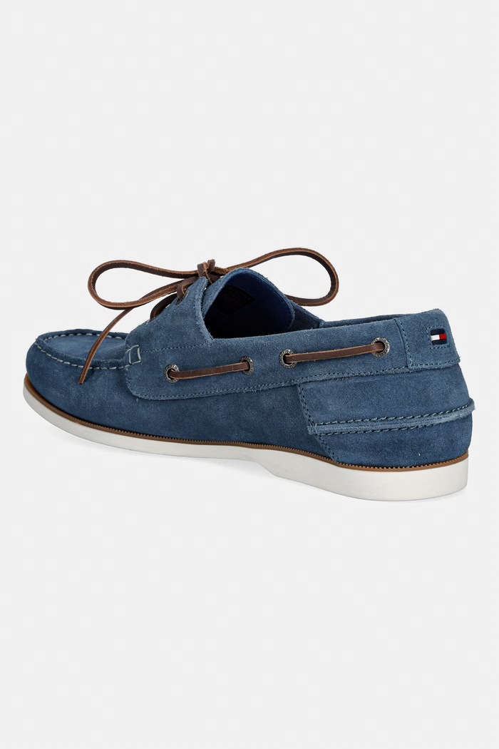 Încălțăminte Tommy Hilfiger mocasini bărbați din piele întoarsă TH BOAT SHOE CORE SUEDE FM0FM05387 albastru