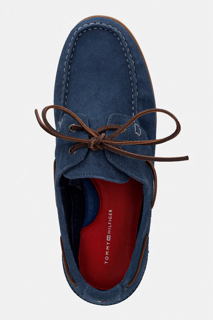 Tommy Hilfiger mocasini bărbați din piele întoarsă TH BOAT SHOE CORE SUEDE albastru FM0FM05387