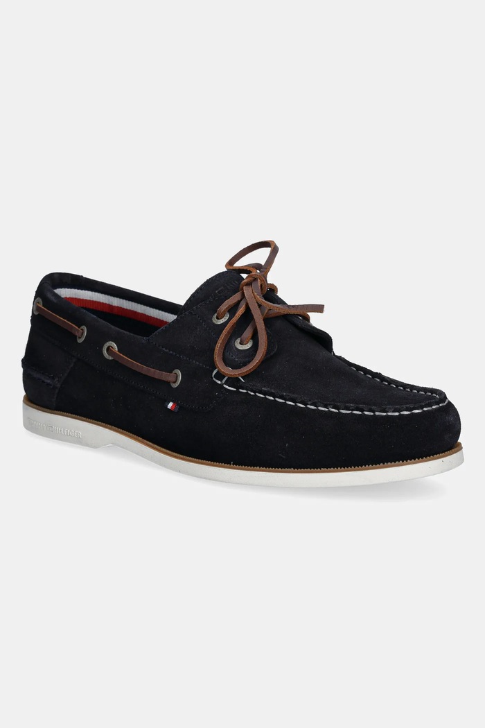 Tommy Hilfiger mokasyny męskie zamszowe TH BOAT SHOE CORE SUEDE skóra zamszowa granatowy FM0FM05387