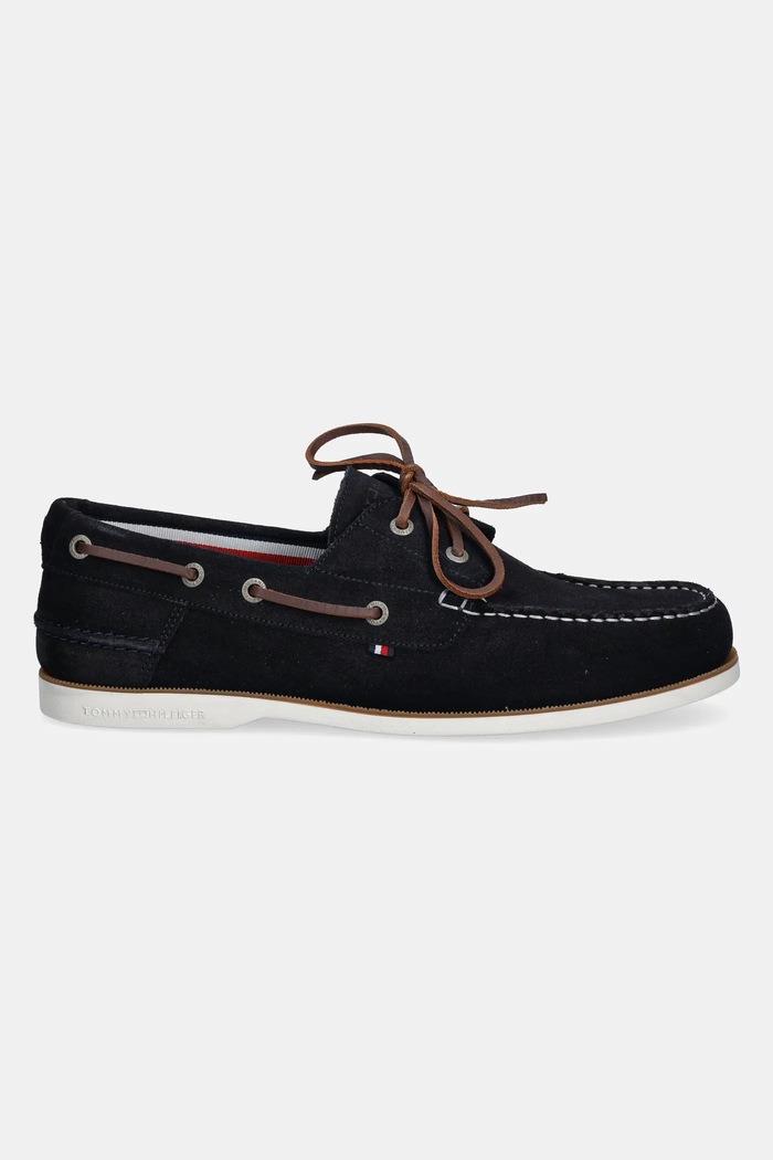 Tommy Hilfiger mokasyny męskie zamszowe TH BOAT SHOE CORE SUEDE FM0FM05387 granatowy SS26