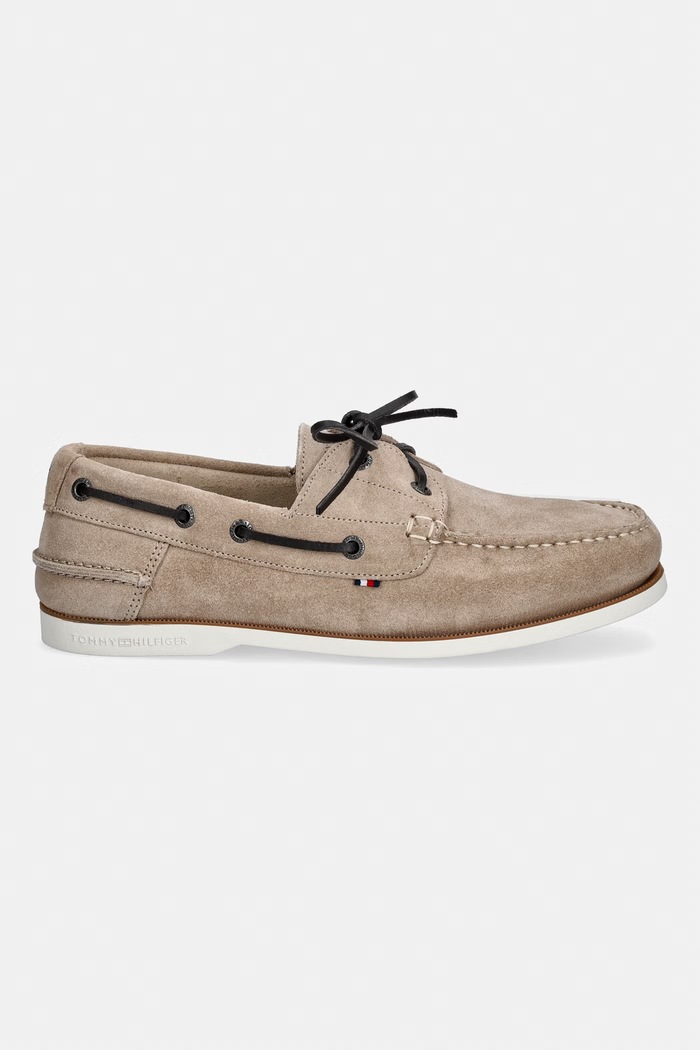 Tommy Hilfiger mokasyny męskie zamszowe TH BOAT SHOE CORE SUEDE FM0FM05387 beżowy SS26