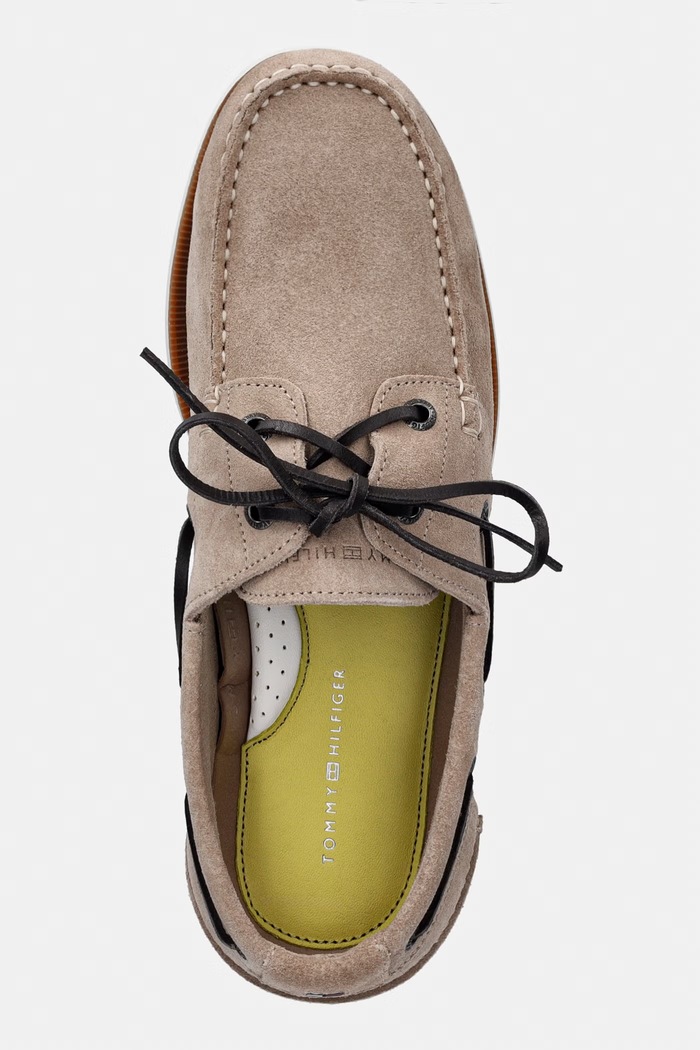 Tommy Hilfiger mokasyny męskie zamszowe TH BOAT SHOE CORE SUEDE beżowy FM0FM05387