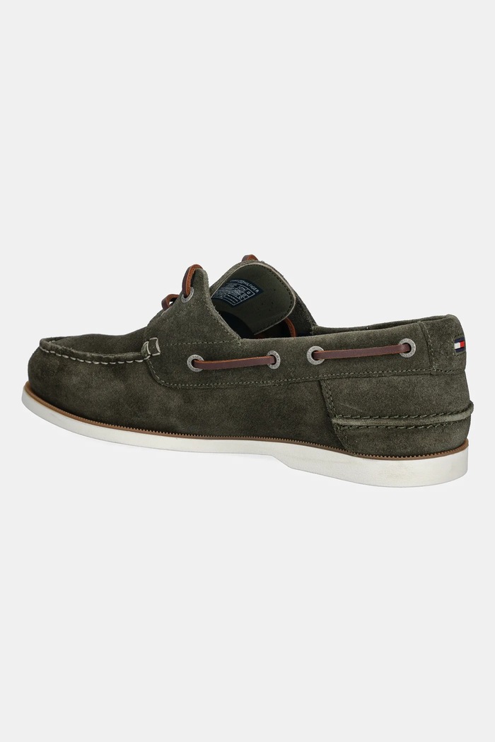 Obuwie Tommy Hilfiger mokasyny męskie zamszowe TH BOAT SHOE CORE SUEDE FM0FM05387 zielony