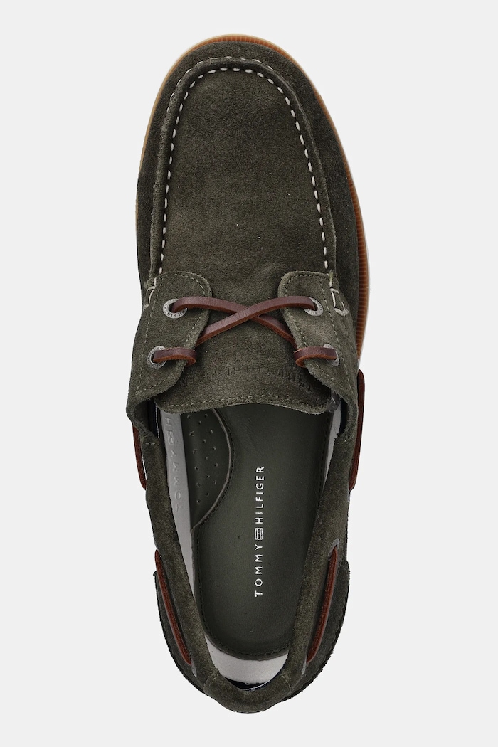 Tommy Hilfiger mokasyny męskie zamszowe TH BOAT SHOE CORE SUEDE zielony FM0FM05387
