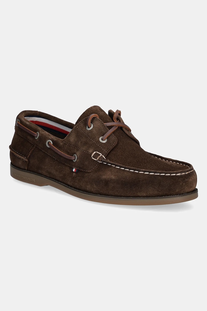 Tommy Hilfiger mokasíny pánske semišové TH BOAT SHOE CORE SUEDE casual hnedá FM0FM05387