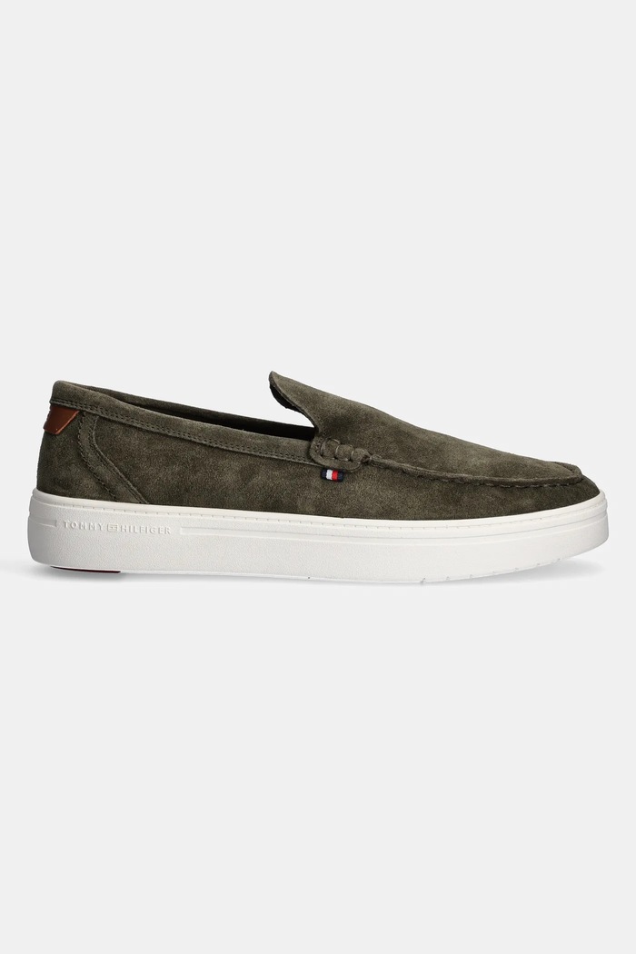 Μοκασίνια σουέτ Tommy Hilfiger MODERN LIGHT HYBRID SUEDE LOAFER FM0FM05354 πράσινο SS25