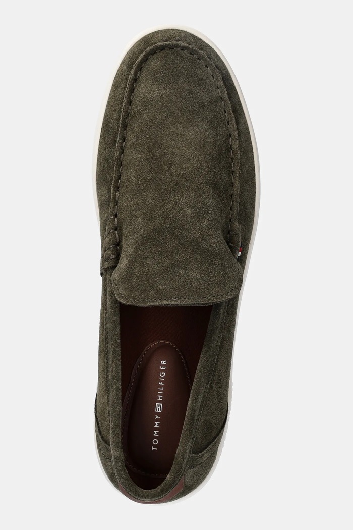 Μοκασίνια σουέτ Tommy Hilfiger MODERN LIGHT HYBRID SUEDE LOAFER πράσινο FM0FM05354