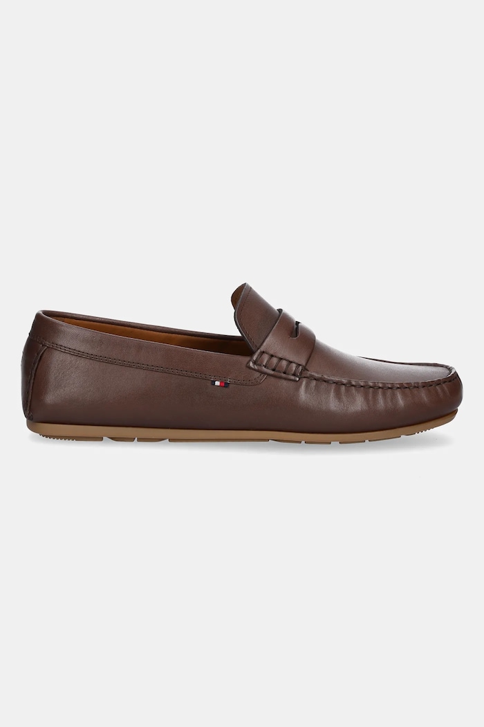 Tommy Hilfiger mokasyny skórzane CORPOARTE HILFIGER LTH DRIVER FM0FM04810 brązowy SS25