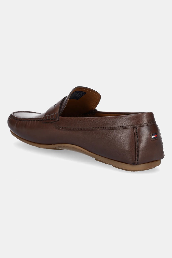 Obuwie Tommy Hilfiger mokasyny skórzane CORPOARTE HILFIGER LTH DRIVER FM0FM04810 brązowy