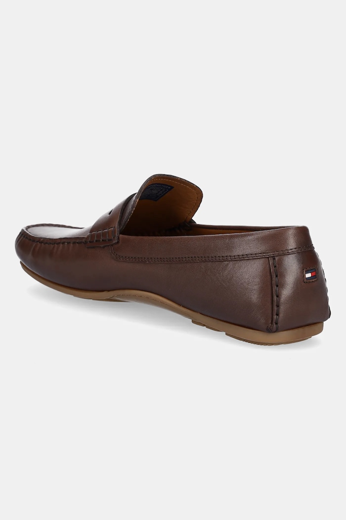 Obuwie Tommy Hilfiger mokasyny skórzane CORPOARTE HILFIGER LTH DRIVER FM0FM04810 brązowy