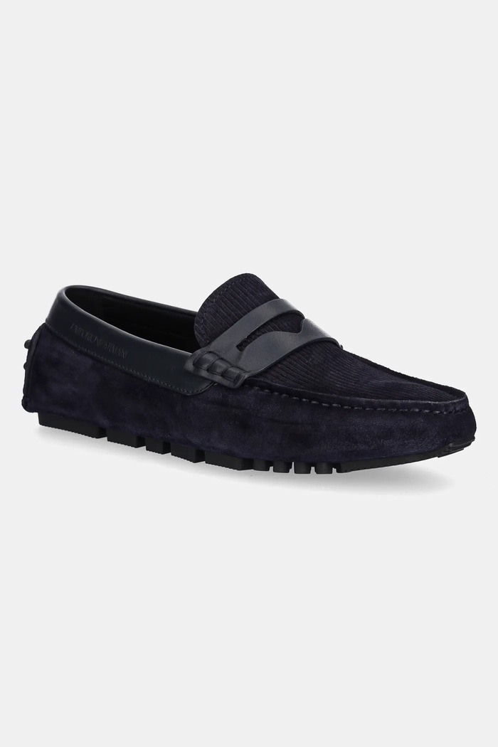 Emporio Armani mokasyny nubukowe nubuk granatowy X4B152.XR350.S440