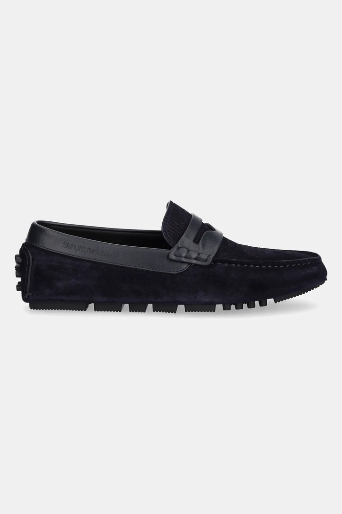 Emporio Armani mokasyny nubukowe X4B152.XR350.S440 granatowy SS25