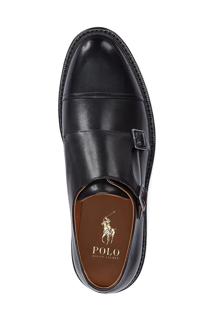 Kožené poltopánky Polo Ralph Lauren Asher Dbl Mk čierna 803945278001.001