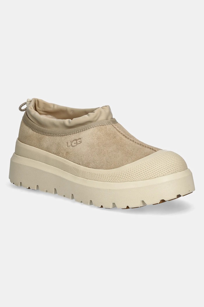 UGG cizme de iarnă Tasman Weather Hybrid piele întoarsă bej 1144096.MSDC