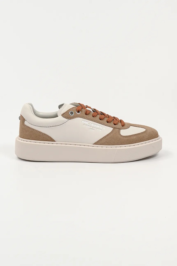 Karl Lagerfeld sneakersy skórzane MAXI KUP RSG skóra zamszowa beżowy KL52235.3T8