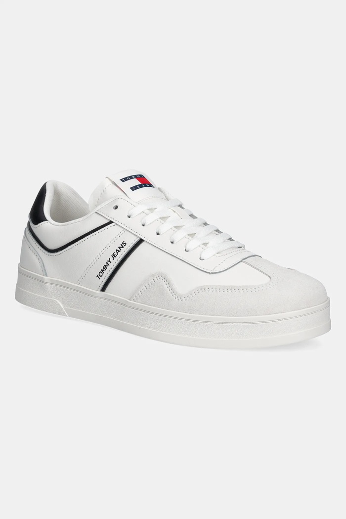 Sneakers boty Tommy Jeans THE GREENWICH LEATHER semišová kůže bílá EM0EM01571