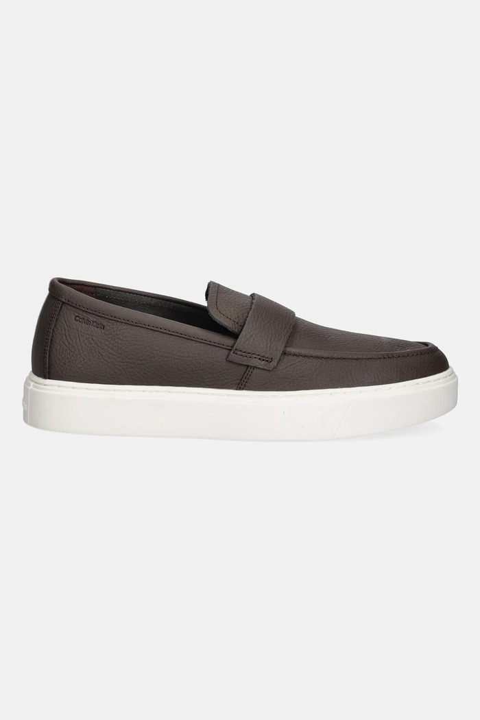 Calvin Klein mokasyny skórzane MOCCASIN LTH UNLINED HM0HM01813 brązowy SS25