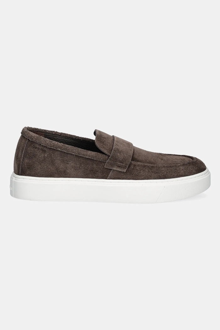 Велурени мокасини Calvin Klein MOCCASIN SUE UNLINED HM0HM01819 кафяв SS25