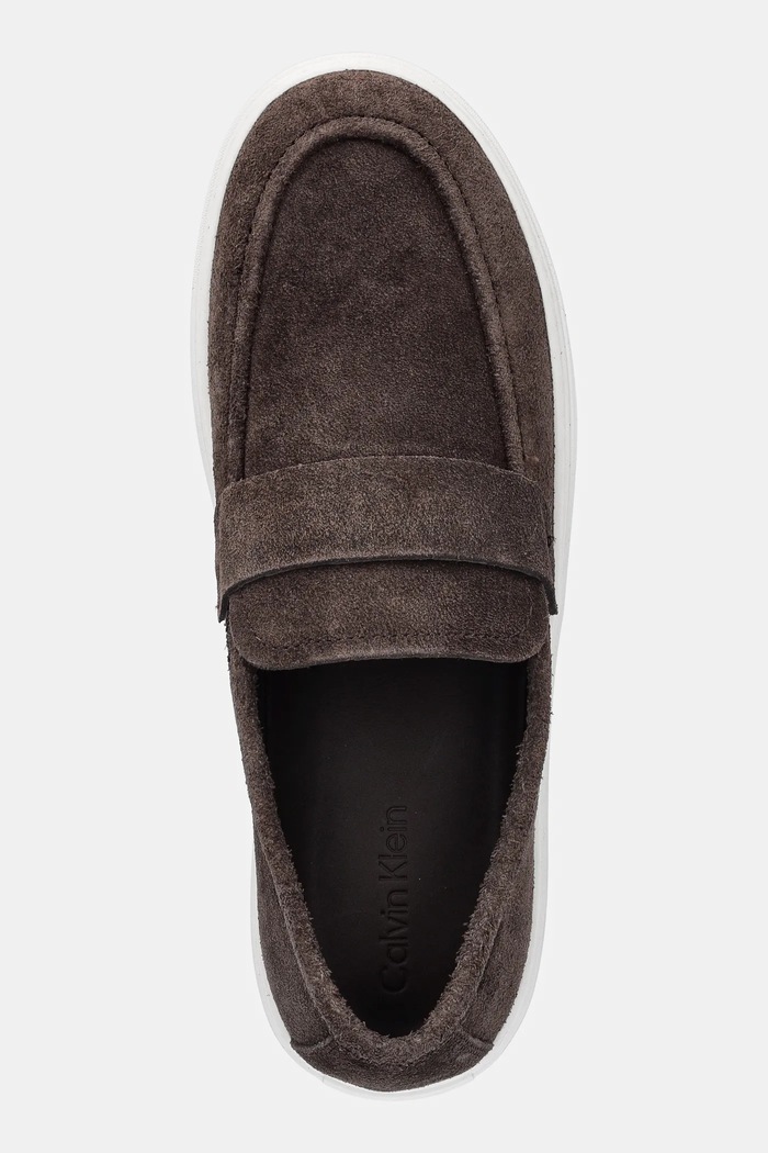 Велурени мокасини Calvin Klein MOCCASIN SUE UNLINED кафяв HM0HM01819